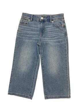 Cat & Jack Girls Wide Leg Jeans Light Wash Adjustable Waist Denim Size 7